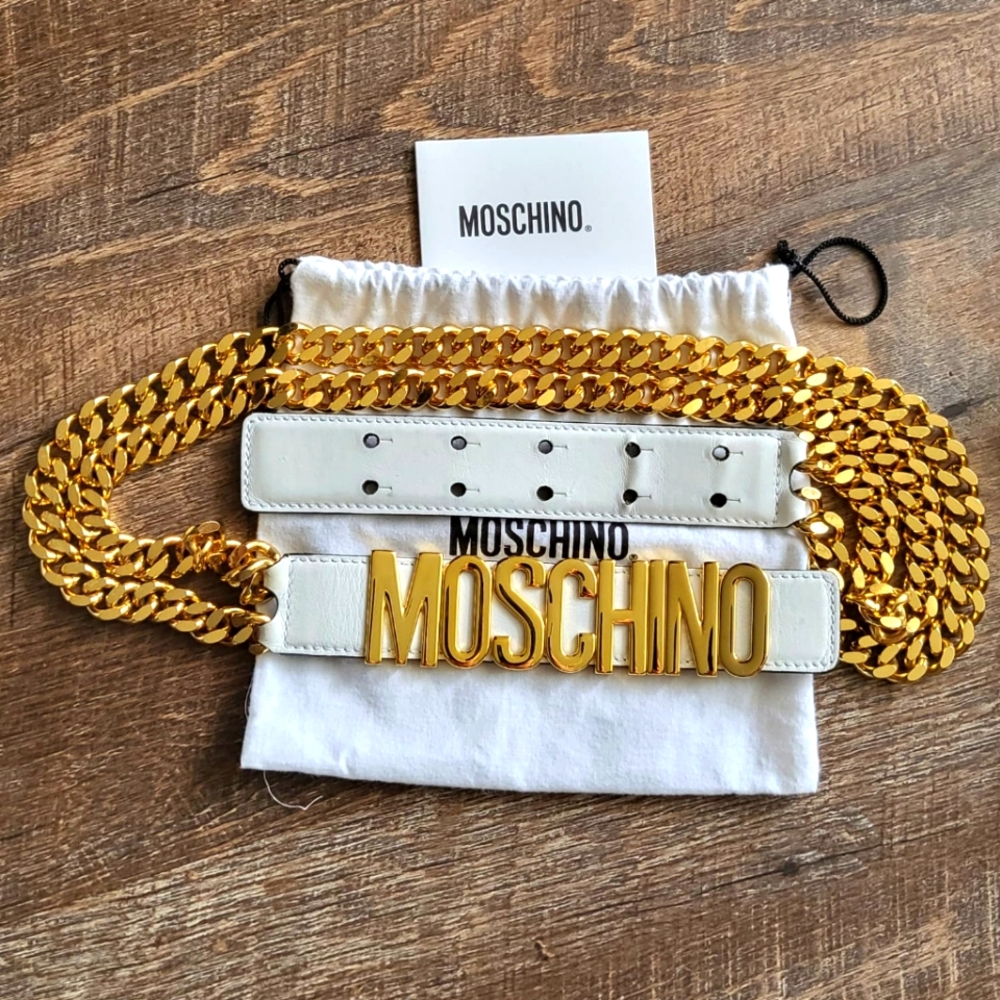 Moschino white leather chain belt. - Picture 7 of 7